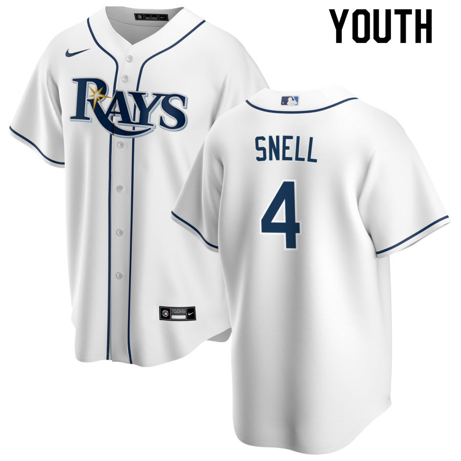 Nike Youth #4 Blake Snell Tampa Bay Rays Baseball Jerseys Sale-White